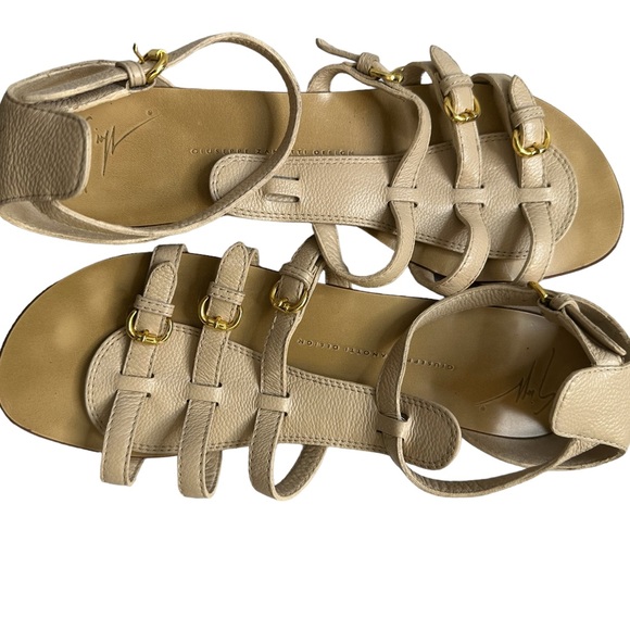 Giuseppe Zanotti Sandal Caged Gladiator Strappy Flat Open Toe Tan Leather 40 - Picture 5 of 13